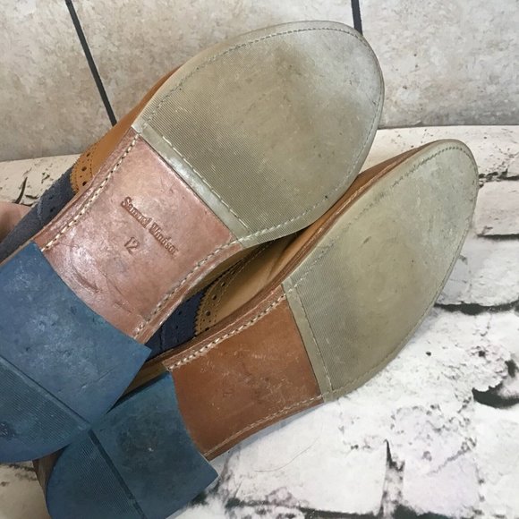 Samuel Wndsor Shoes Mens Size 12 Classic Wingtip Oxfords Lace Up Leather - Picture 11 of 14